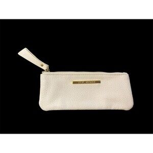 Steve Madden Slim White Clutch Purse Pencil Case 3.25” Length x 7” Width